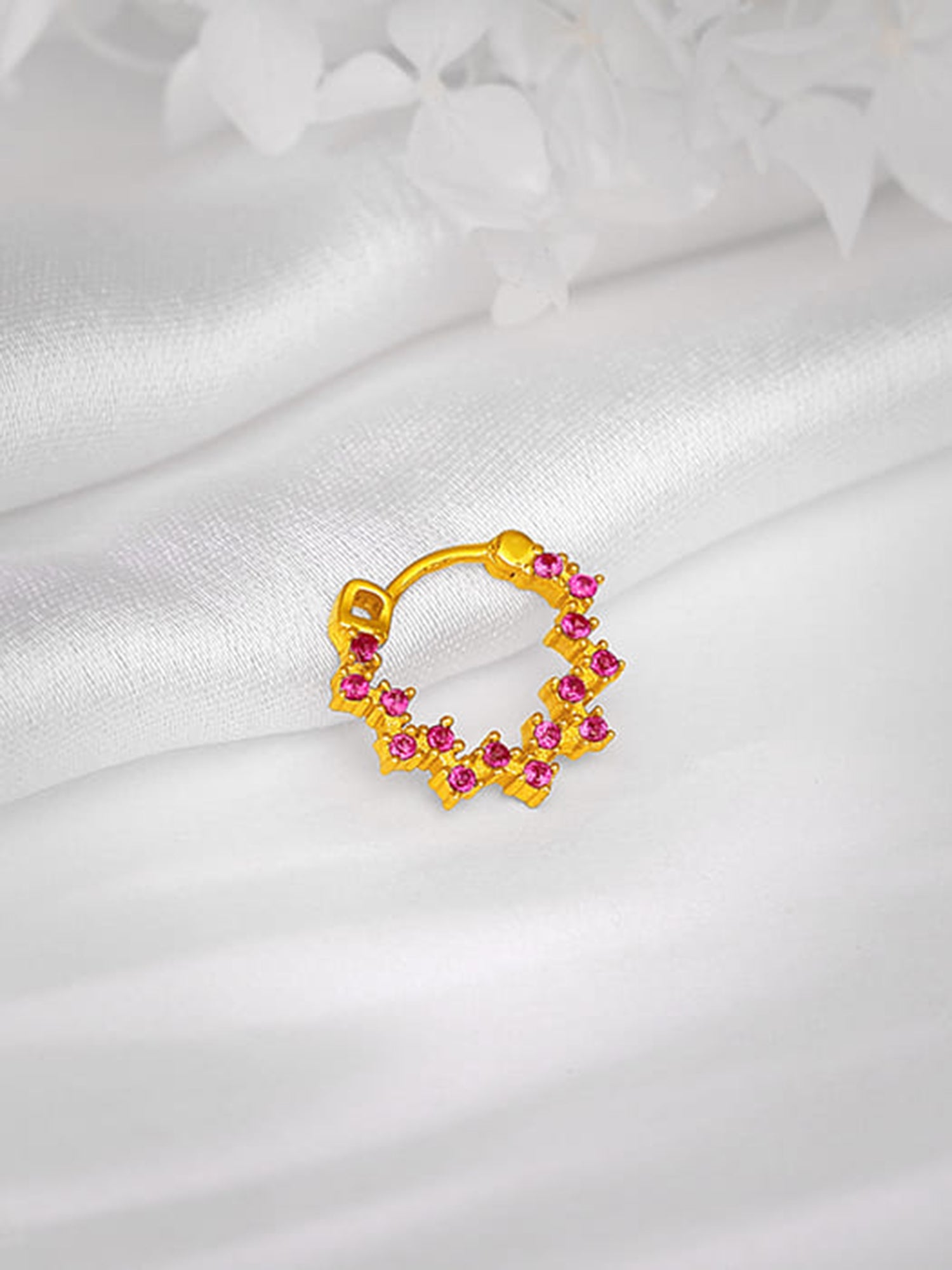 Golden Zig-Zag Red Nose Ring