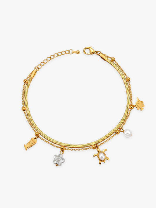 Quiet Sparkle Gold Plated Anklet