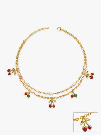 OnnMe by GIVA Cherry Pop Gold Plated Anklet