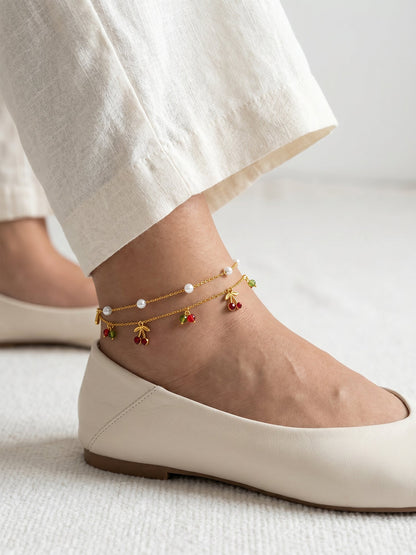 OnnMe by GIVA Cherry Pop Gold Plated Anklet