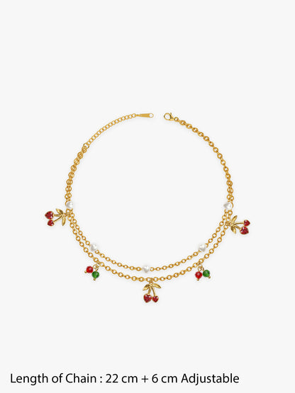 OnnMe by GIVA Cherry Pop Gold Plated Anklet
