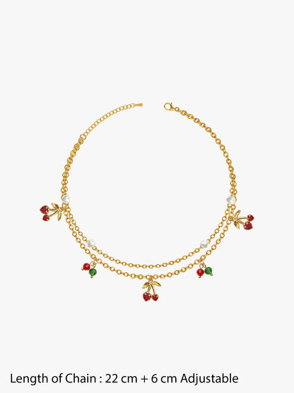 IXIA by GIVA Cherry Pop Gold Plated Anklet