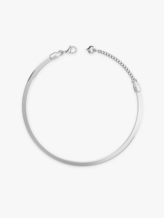 Ice Phase Rhodium Plated Chain Anklet