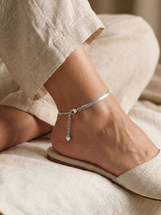 OnnMe by GIVA Ice Phase Rhodium Plated Chain Anklet