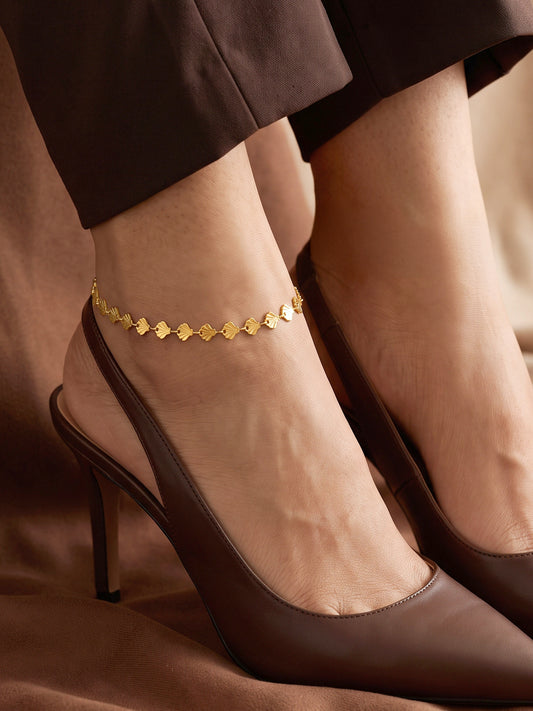 IXIA by GIVA Shell We Gold Plated Anklet
