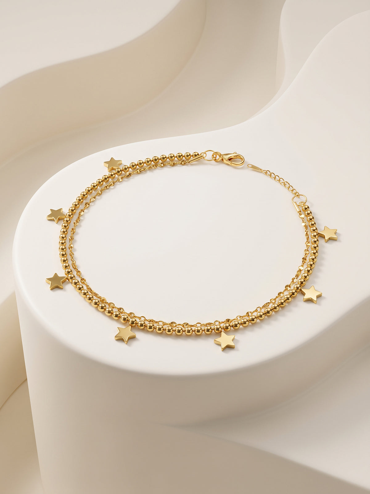 IXIA by GIVA Star Drip Gold Plated Layered Anklet