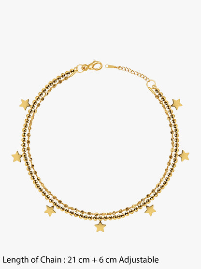 Star Drip Gold Plated Layered Anklet