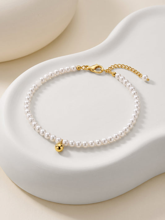 IXIA by GIVA Pearl Static Gold Plated Anklet