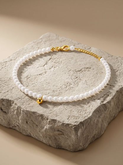 OnnMe by GIVA Pearl Static Gold Plated Anklet