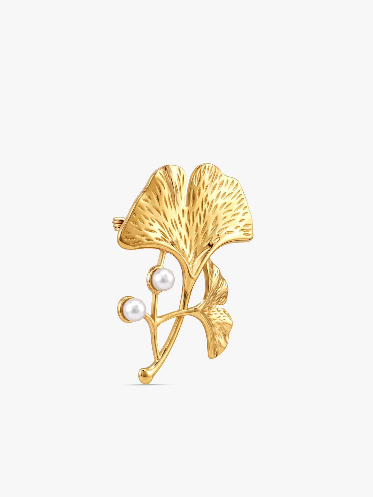 IXIA by GIVA Leafy Pearls Gold Plated Brooch