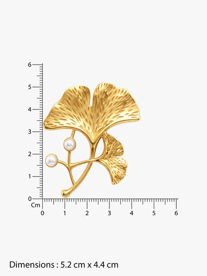 IXIA by GIVA Leafy Pearls Gold Plated Brooch