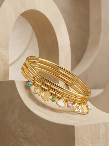 Charm Stack Loop Gold Plated Bracelet