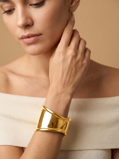 Thick Girl Gold Plated Cuff Bracelet