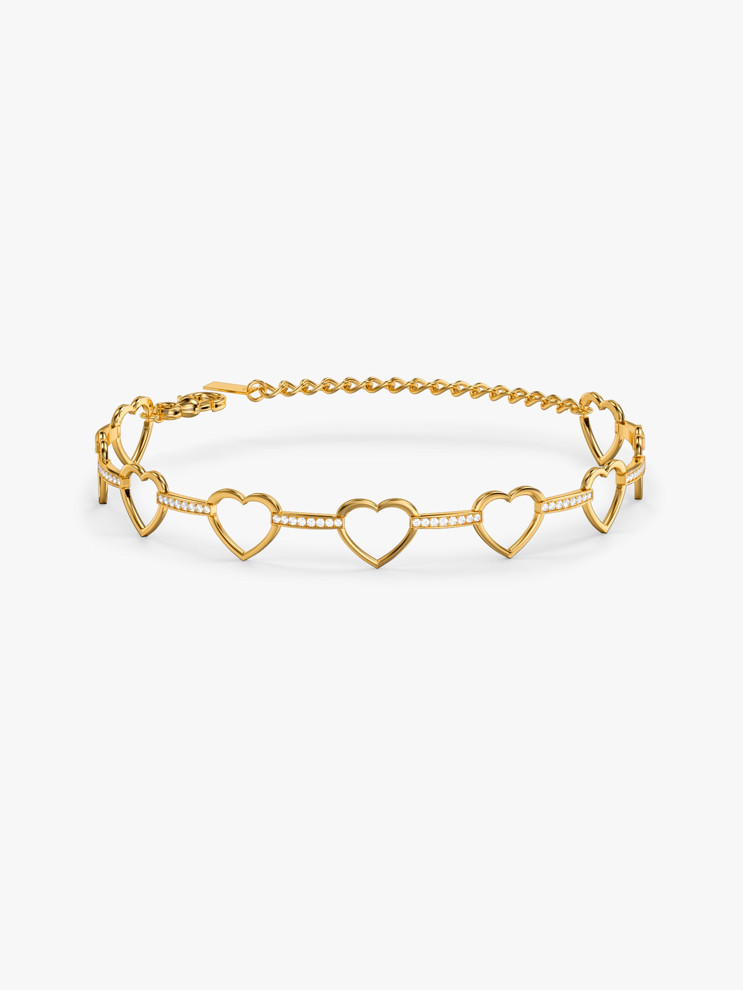Linked Heart Chain Gold Plated Bracelet