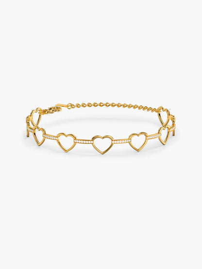Linked Heart Chain Gold Plated Bracelet