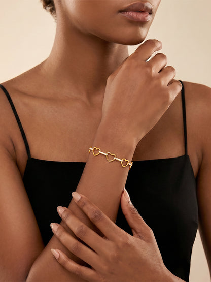 Linked Heart Chain Gold Plated Bracelet