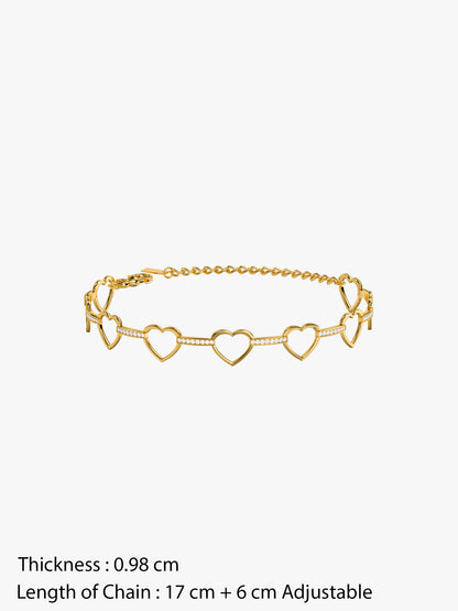 Linked Heart Chain Gold Plated Bracelet