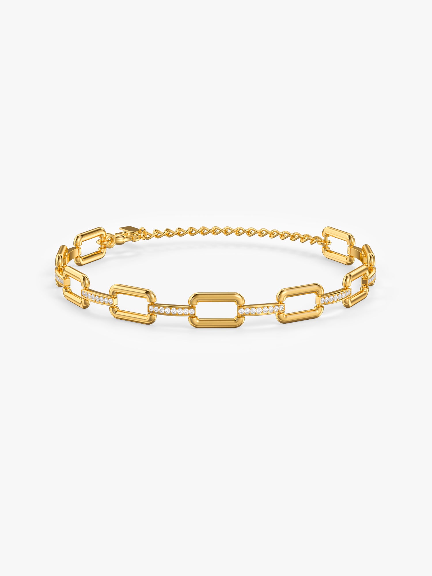 Bold Link Lock Chain Gold Plated Bracelet