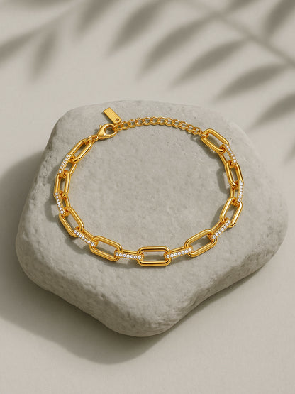 Bold Link Lock Chain Gold Plated Bracelet