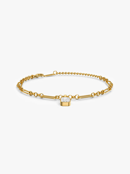 Charm Drop Link Chain Gold Plated Bracelet