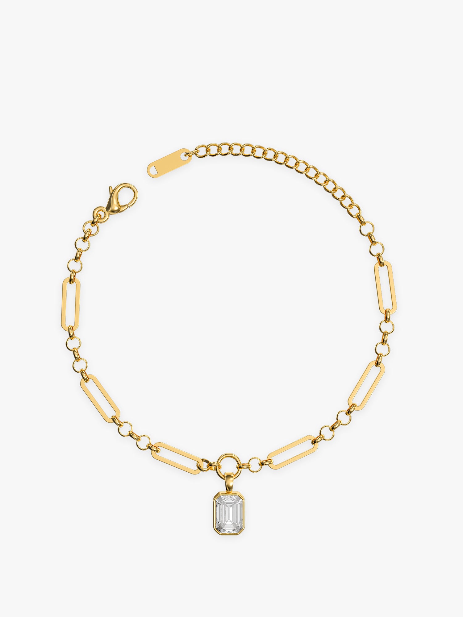 Charm Drop Link Chain Gold Plated Bracelet
