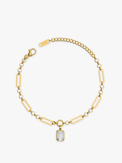 Charm Drop Link Chain Gold Plated Bracelet