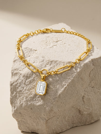 Charm Drop Link Chain Gold Plated Bracelet