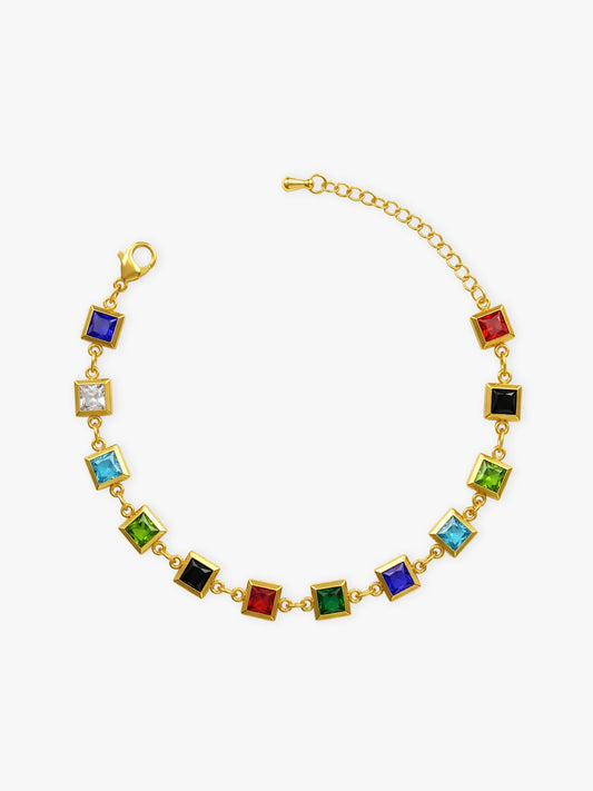 Candy Grid Gold Plated Charm Bracelet