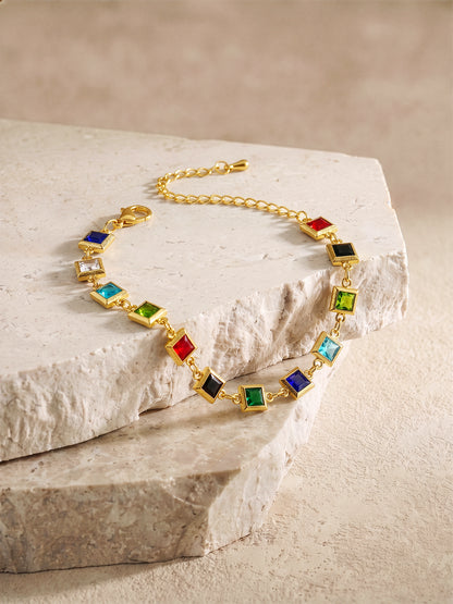 Candy Grid Gold Plated Charm Bracelet