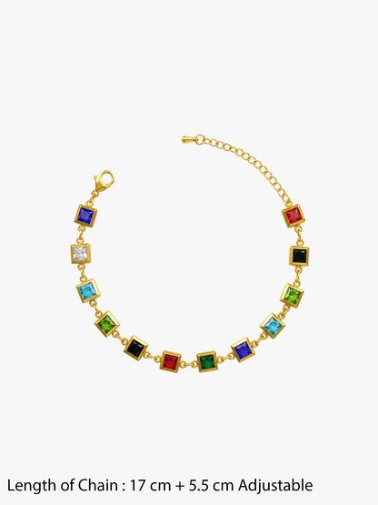 Candy Grid Gold Plated Charm Bracelet