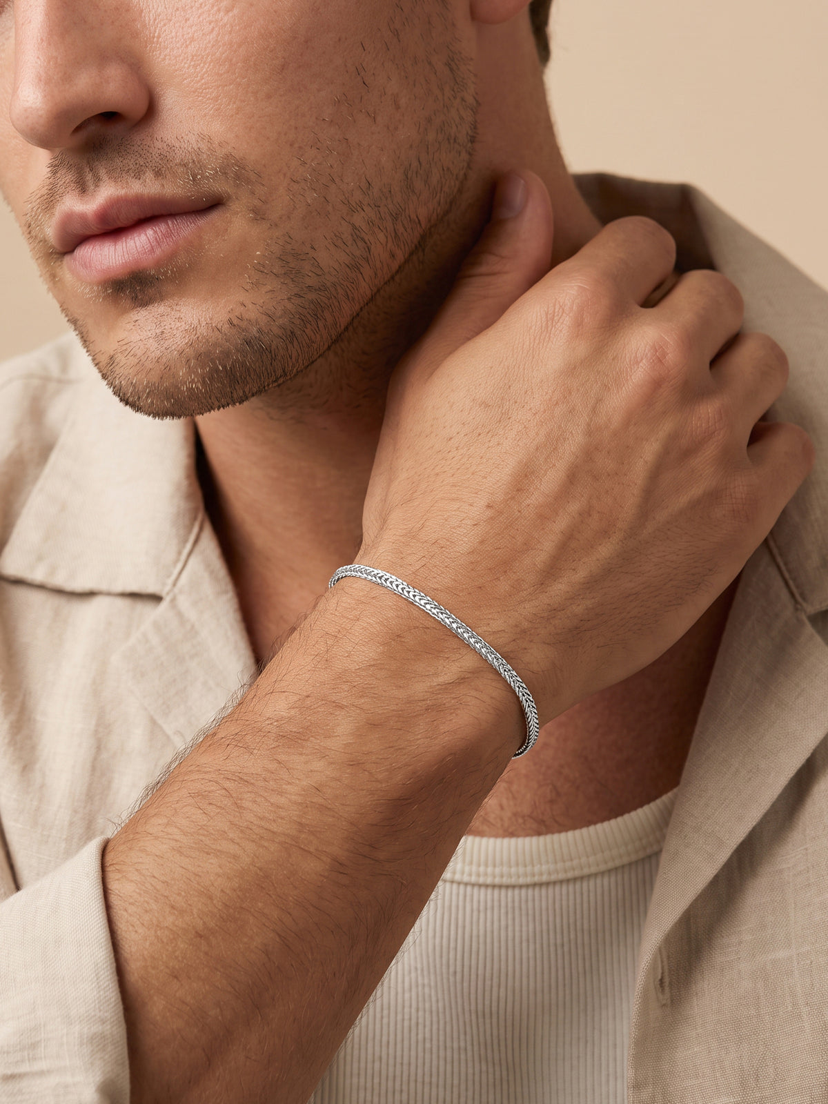 IXIA by GIVA Barely Basic Rhodium Plated Bracelet For Men