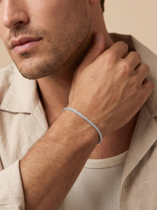 OnnMe by GIVA Barely Basic Rhodium Plated Bracelet For Men