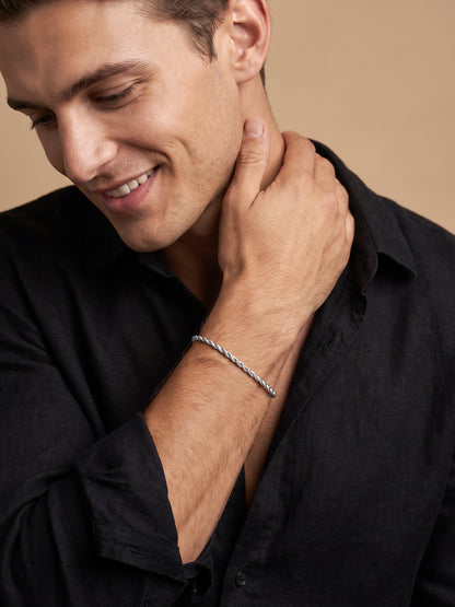 OnnMe by GIVA Twisted Icon Rhodium Plated Bracelet For Men