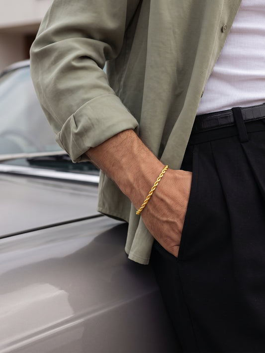 OnnMe by GIVA Twisted Icon Gold Plated Bracelet For Men