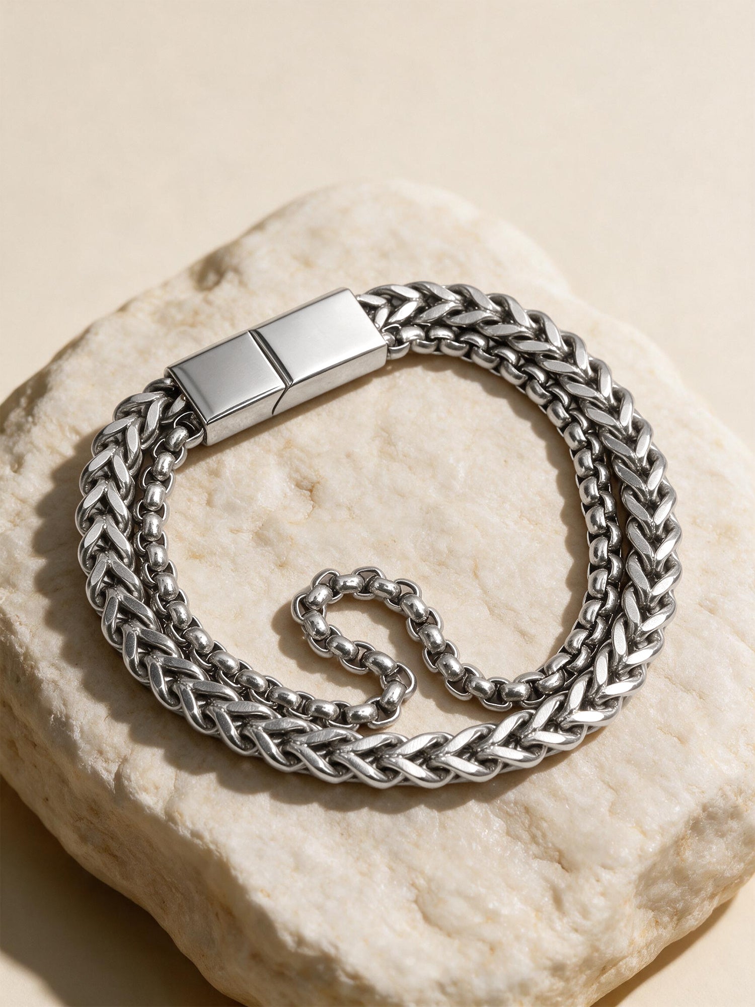 OnnMe by GIVA Vibe Weave Rhodium Plated Bracelet For Men