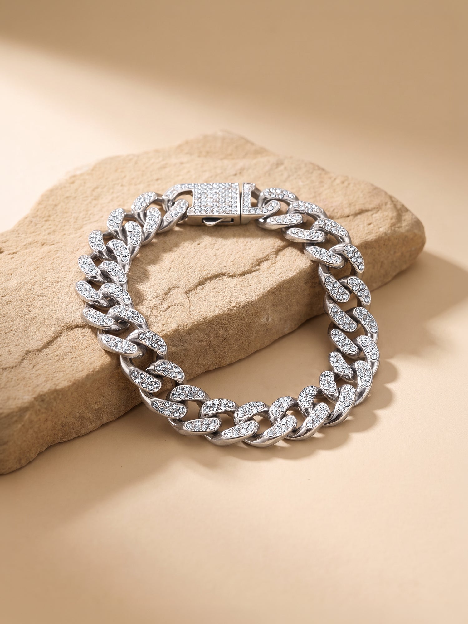 IXIA by GIVA Iced Out Rhodium Plated Bracelet For Men