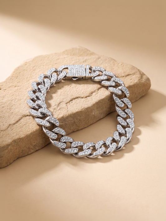 OnnMe by GIVA Iced Out Rhodium Plated Bracelet For Men