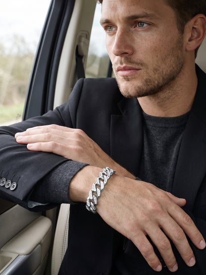 IXIA by GIVA Iced Out Rhodium Plated Bracelet For Men