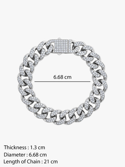 IXIA by GIVA Iced Out Rhodium Plated Bracelet For Men
