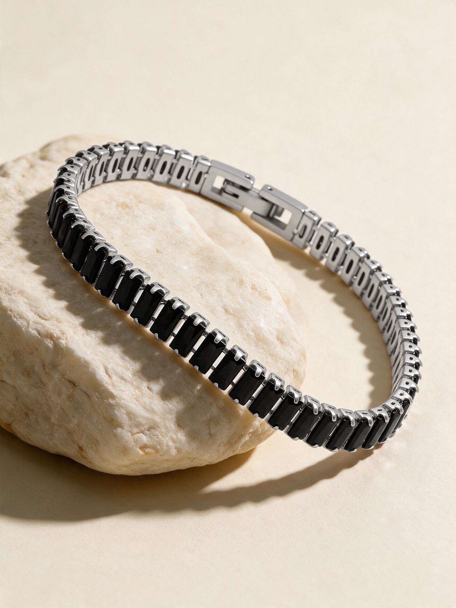 IXIA by GIVA Dark Mode Rhodium Plated Bracelet For Men