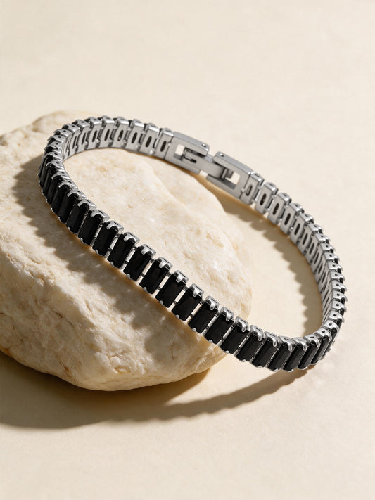 OnnMe by GIVA Dark Mode Rhodium Plated Bracelet For Men