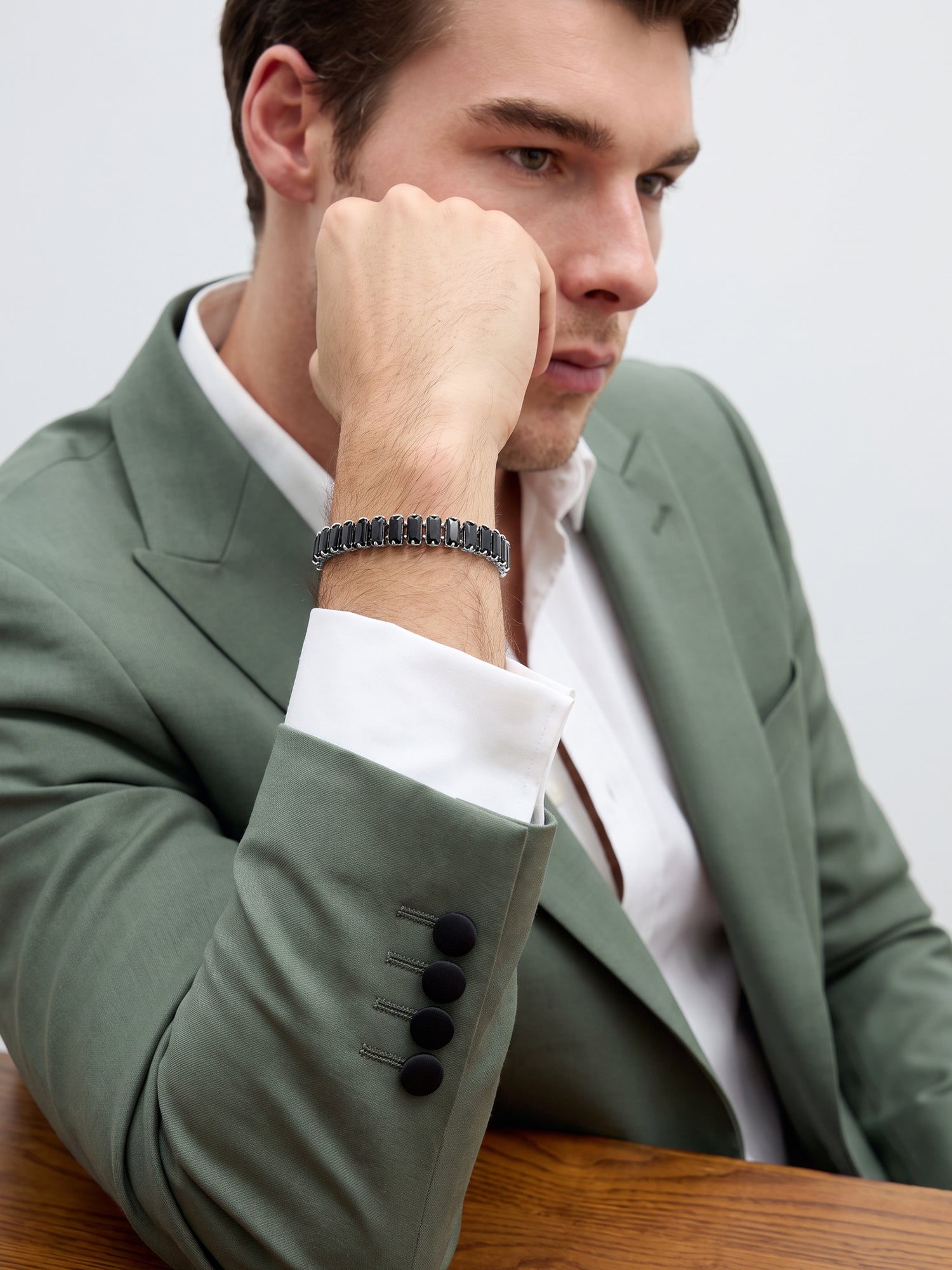 IXIA by GIVA Dark Mode Rhodium Plated Bracelet For Men