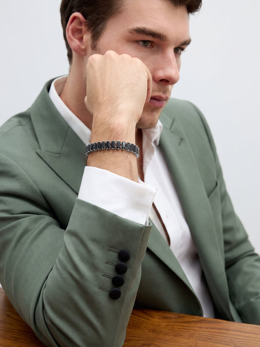 OnnMe by GIVA Dark Mode Rhodium Plated Bracelet For Men