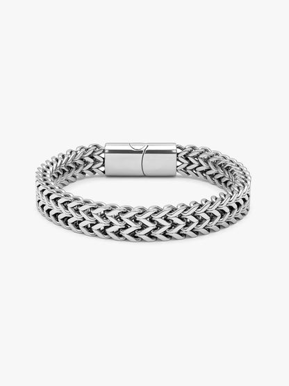 IXIA by GIVA Layered Mesh Rhodium Plated Bracelet For Men