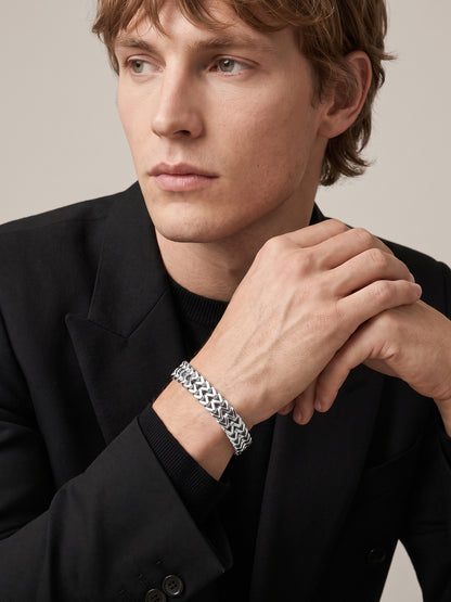 IXIA by GIVA Layered Mesh Rhodium Plated Bracelet For Men