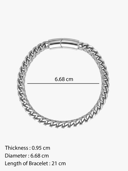 IXIA by GIVA Layered Mesh Rhodium Plated Bracelet For Men