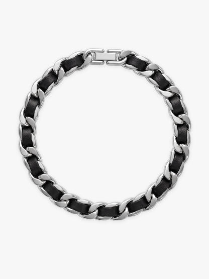 IXIA by GIVA Chain Game Rhodium Plated Bracelet For Men
