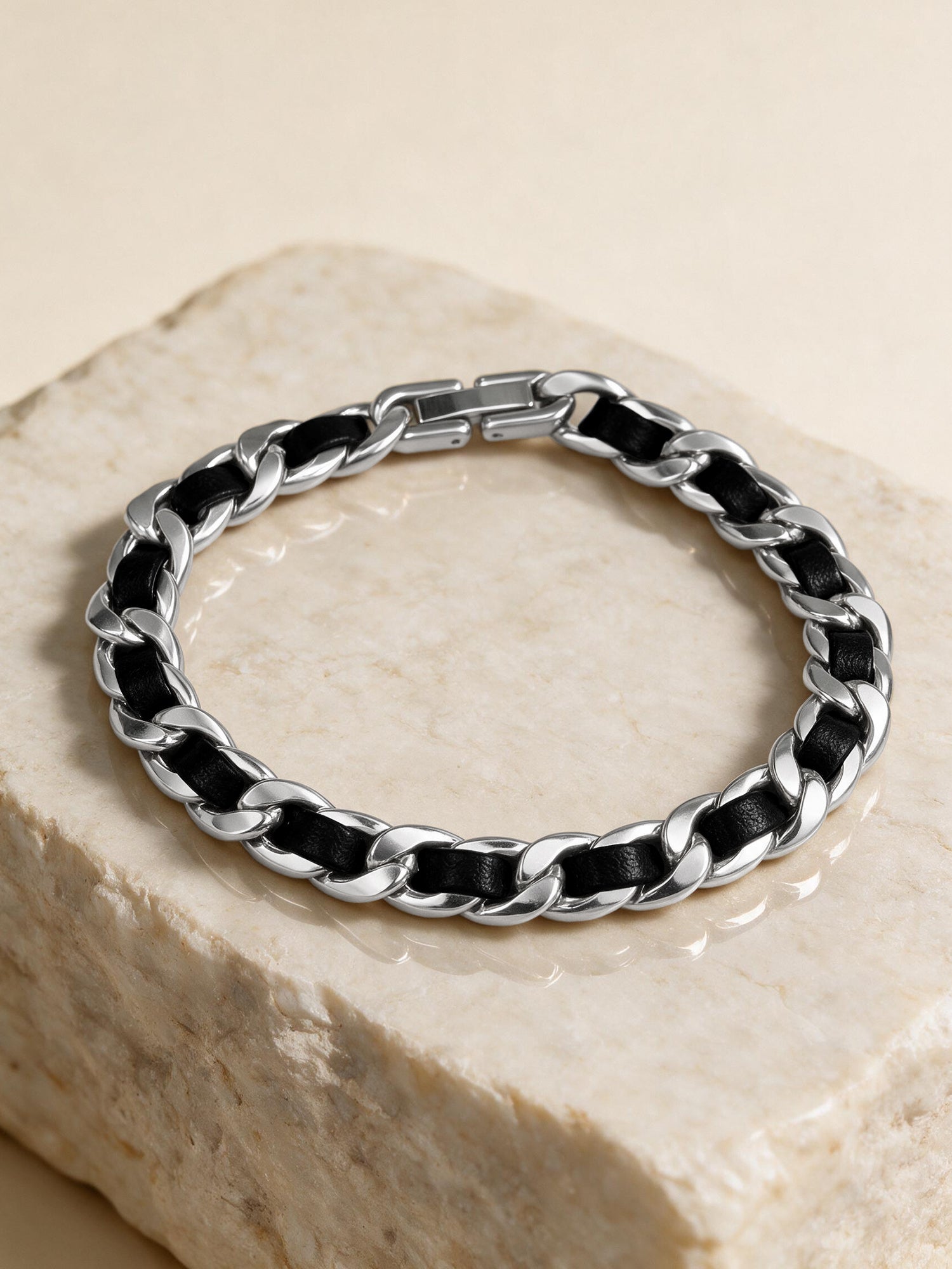 IXIA by GIVA Chain Game Rhodium Plated Bracelet For Men