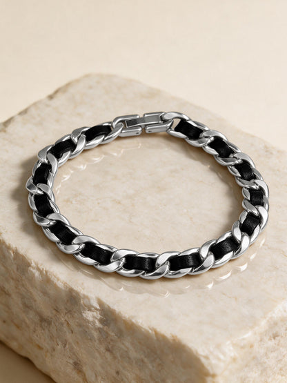 IXIA by GIVA Chain Game Rhodium Plated Bracelet For Men