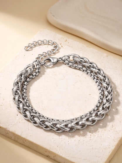 IXIA by GIVA Low Key Rhodium Plated Bracelet For Men